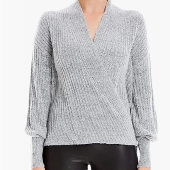 NWT MAX STUDIO Ribbed Knit Wrap Crossover Sweater - Picture 1 of 9